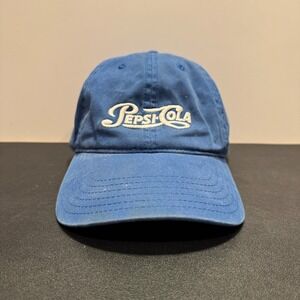 Vintage PEPSI COLA Hat Cap Blue Logo Script Strap Back Cotton Streetwear Adult